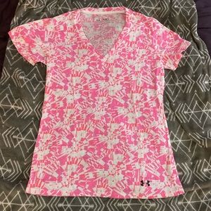 Pink under armour heat gear shirt